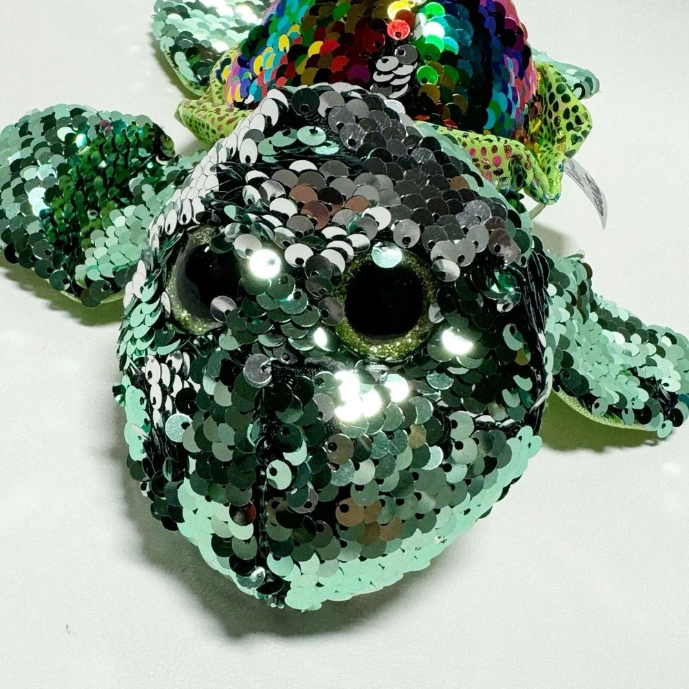 Ganz Shimmer Cove Sequin Tia Turtle Plush 11 Inch H14626 Green Rainbow